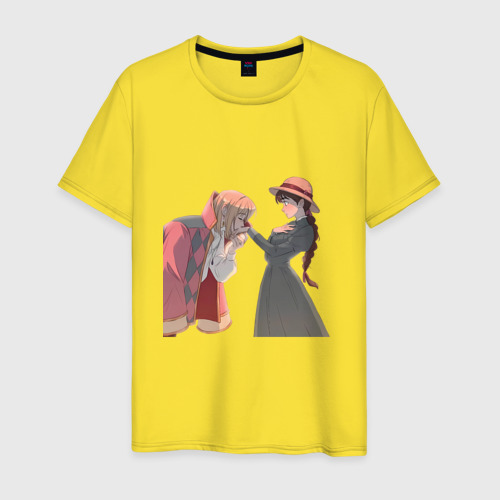 Мужская футболка хлопок Хаул Ходячий замок, цвет желтый