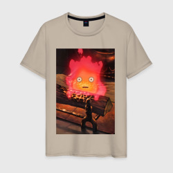 Мужская футболка хлопок Кальцифер огненный демон