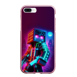 Чехол для iPhone 7Plus/8 Plus матовый Cyberpunk and Minecraft - collaboration ai art