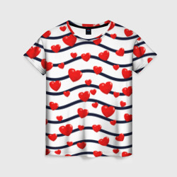 Сердца на линиях  – Женская футболка 3D с принтом купить со скидкой в -26%