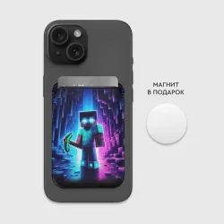 Картхолдер Magsafe магнитный Minecraft - neon character ai art - фото 2
