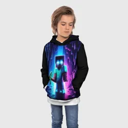 Детская толстовка 3D Minecraft - neon character ai art - фото 2