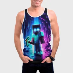 Мужская майка 3D Minecraft - neon character ai art - фото 2