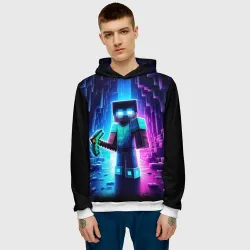 Мужская толстовка 3D Minecraft - neon character ai art - фото 2