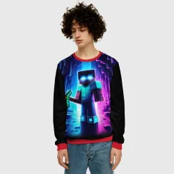 Мужской свитшот 3D Minecraft - neon character ai art - фото 2