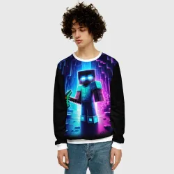 Мужской свитшот 3D Minecraft - neon character ai art - фото 2