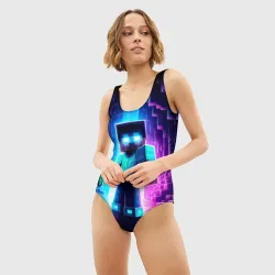 Женский купальник 3D Minecraft - neon character ai art