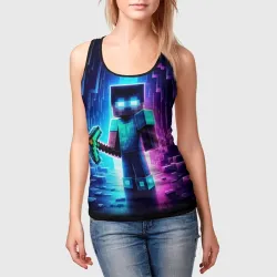 Женская майка 3D Minecraft - neon character ai art - фото 2