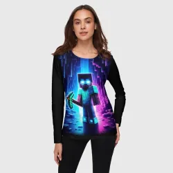 Женский лонгслив 3D Minecraft - neon character ai art - фото 2