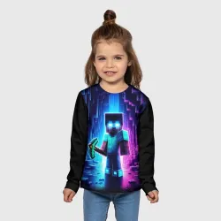 Детский лонгслив 3D Minecraft - neon character ai art - фото 2