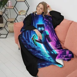 Плед с рукавами Minecraft - neon character ai art - фото 2