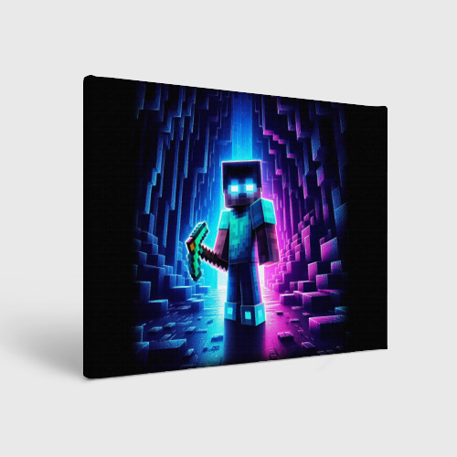 Холст прямоугольный Minecraft - neon character ai art, цвет 3D печать