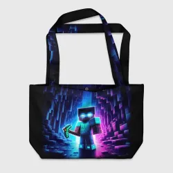 Пляжная сумка 3D Minecraft - neon character ai art