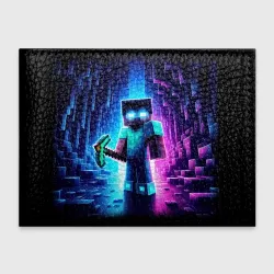 Обложка для студенческого билета Minecraft - neon character ai art
