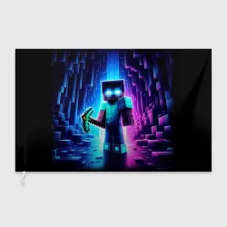Флаг 3D Minecraft - neon character ai art