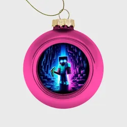 Ёлочный шар стеклянный/пластиковый Minecraft - neon character ai art