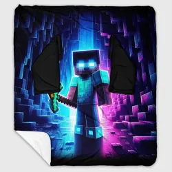 Плед с рукавами Minecraft - neon character ai art