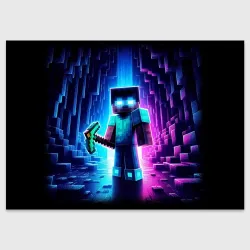 Поздравительная открытка Minecraft - neon character ai art