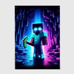 Постер Minecraft - neon character ai art