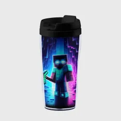 Термокружка-непроливайка Minecraft - neon character ai art