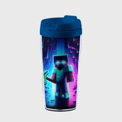 Термокружка-непроливайка Minecraft - neon character ai art