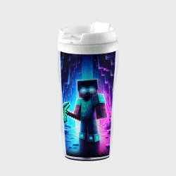 Термокружка-непроливайка Minecraft - neon character ai art