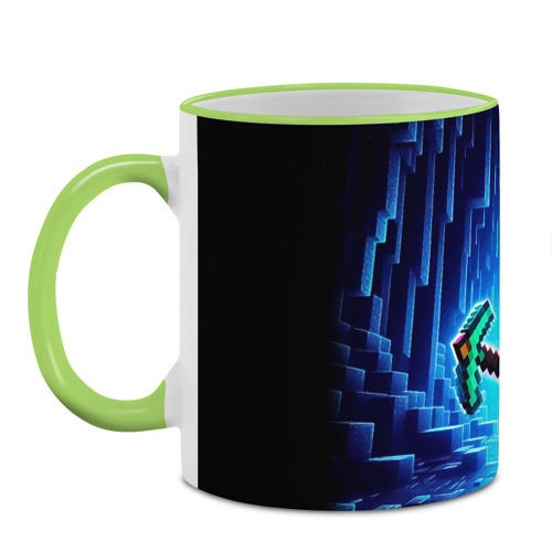 Кружка с полной запечаткой Minecraft - neon character ai art, цвет Кант светло-зеленый - фото 2