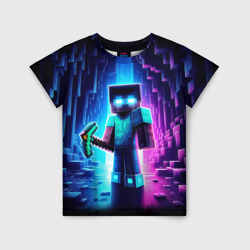 Детская футболка 3D Minecraft - neon character ai art