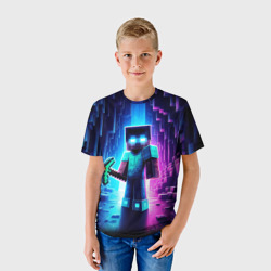 Детская футболка 3D Minecraft - neon character ai art - фото 2