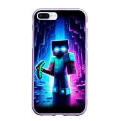 Чехол для iPhone 7Plus/8 Plus матовый Minecraft - neon character ai art