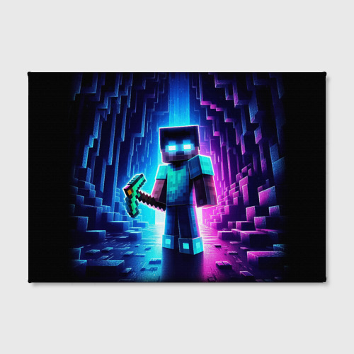 Холст прямоугольный Minecraft - neon character ai art, цвет 3D печать - фото 2