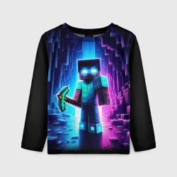 Детский лонгслив 3D Minecraft - neon character ai art