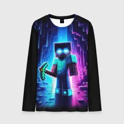 Мужской лонгслив 3D Minecraft - neon character ai art