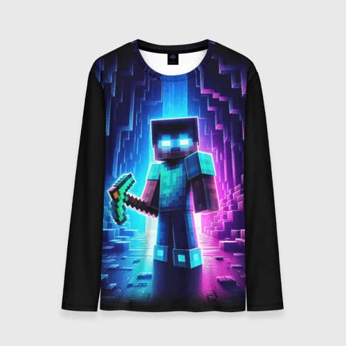 Мужской лонгслив 3D Minecraft - neon character ai art