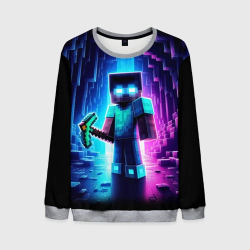 Мужской свитшот 3D Minecraft - neon character ai art