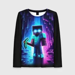 Женский лонгслив 3D Minecraft - neon character ai art