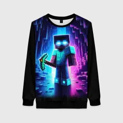 Женский свитшот 3D Minecraft - neon character ai art