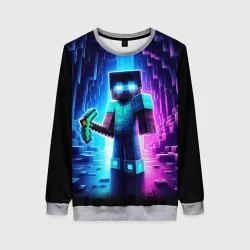 Женский свитшот 3D Minecraft - neon character ai art