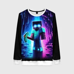 Женский свитшот 3D Minecraft - neon character ai art