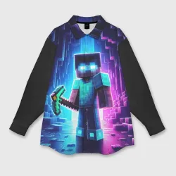 Женская рубашка oversize 3D Minecraft - neon character ai art