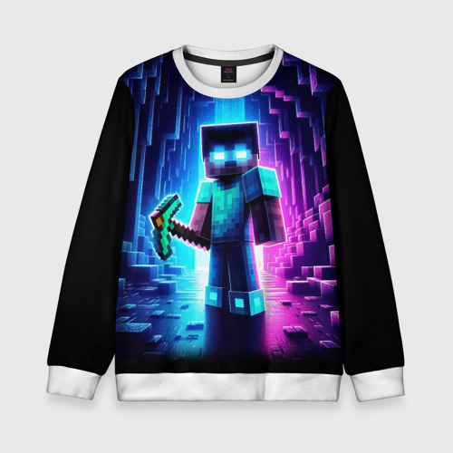 Детский свитшот 3D Minecraft - neon character ai art, цвет 3D печать