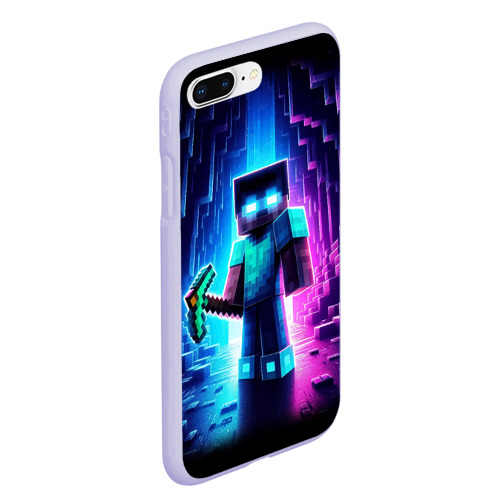 Чехол для iPhone 7Plus/8 Plus матовый Minecraft - neon character ai art, цвет светло-сиреневый - фото 3