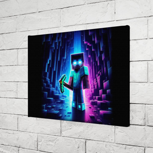 Холст прямоугольный Minecraft - neon character ai art, цвет 3D печать - фото 3