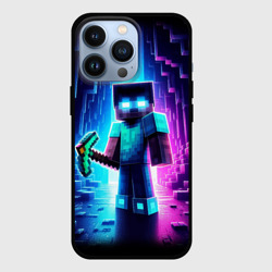 Чехол для iPhone 13 Pro Minecraft - neon character ai art