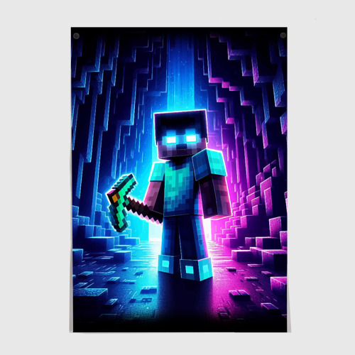 Постер Minecraft - neon character ai art