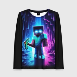 Женский лонгслив 3D Minecraft - neon character ai art