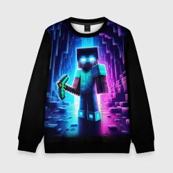 Детский свитшот 3D Minecraft - neon character ai art