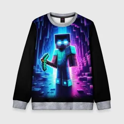 Детский свитшот 3D Minecraft - neon character ai art