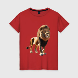 Женская футболка хлопок Стоящий лев