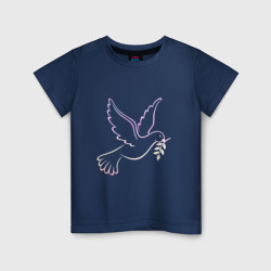 Детская футболка хлопок Контурный голубь с веточкой